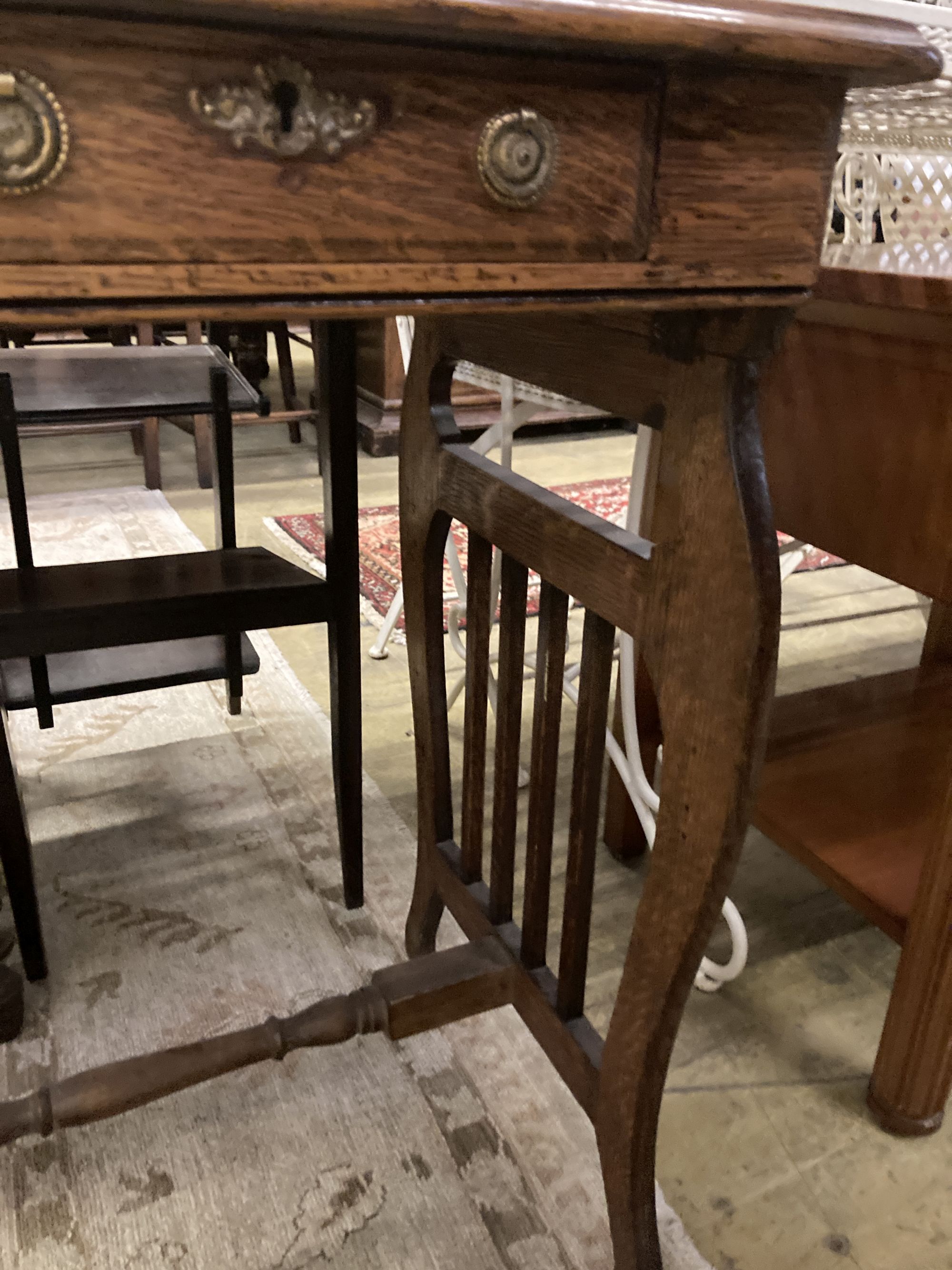 A late Victorian oak side table, width 82cm depth 44cm height 71cm